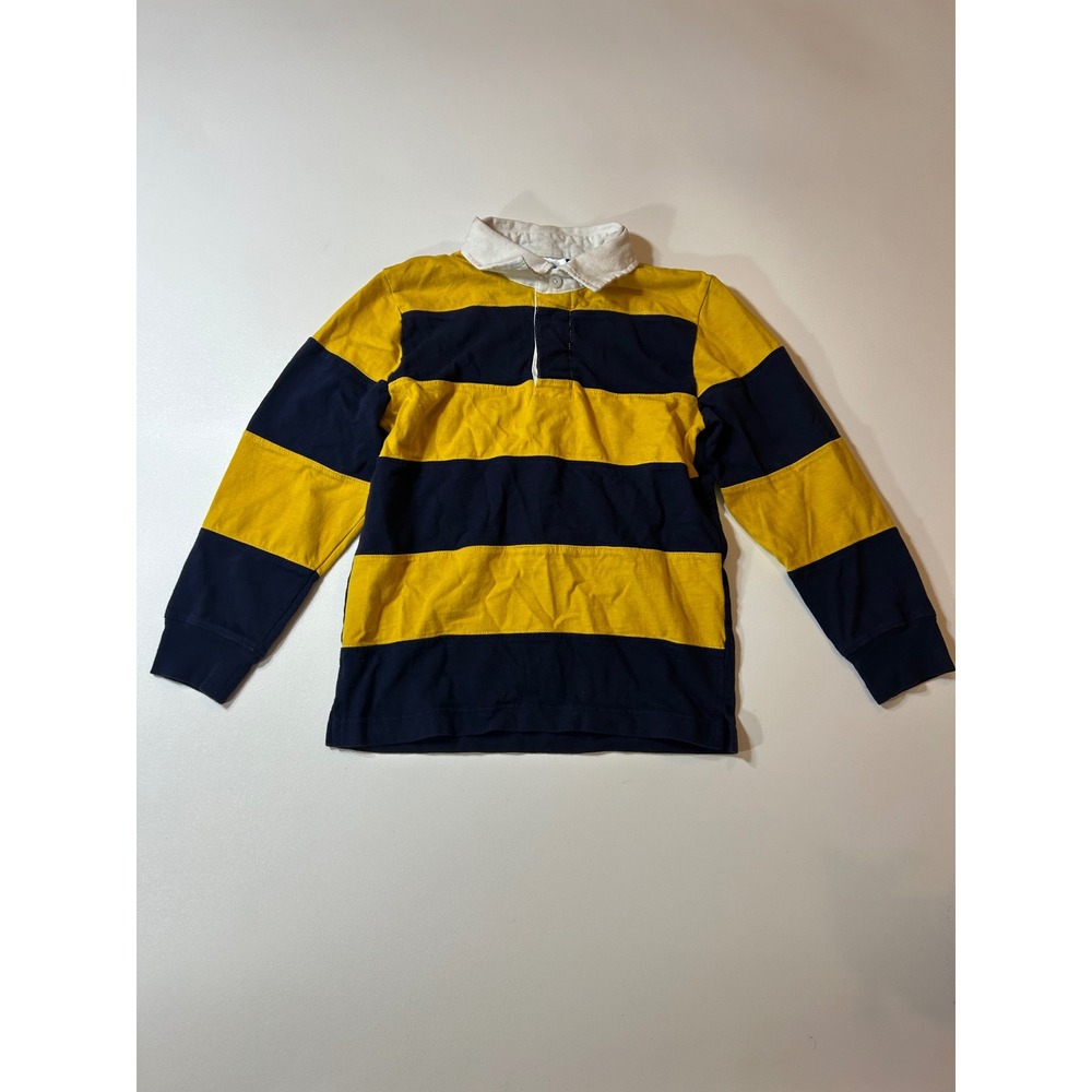 Gymboree Rugby Shirt Boys' 7 Yellow Navy Blue Striped Long Sleeve